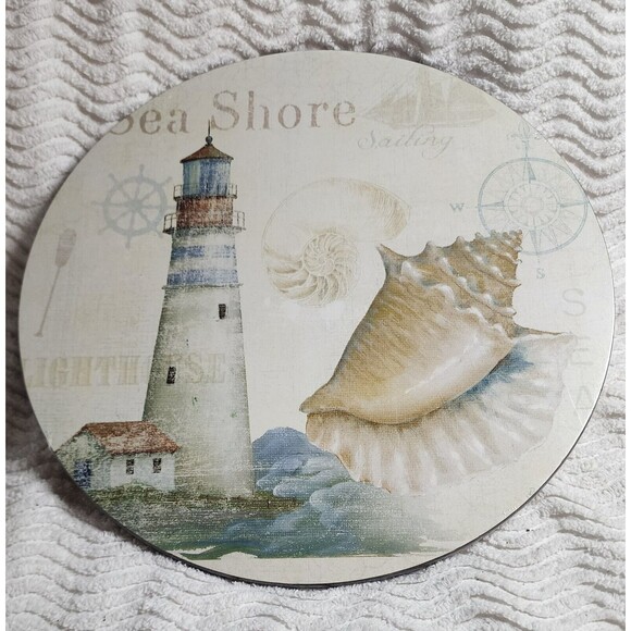 NEW Coastal 15" LAZY SUSAN SeaSide Shell LIGHTHOUSE Serving Plate NWT - Picture 7 of 9